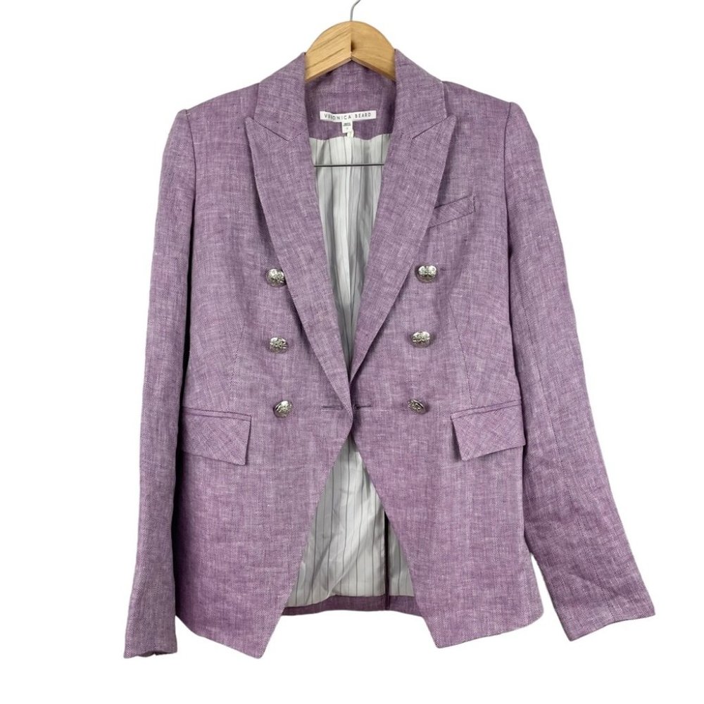SOLD Veronica Beard Dickey Blazer Miller Lilac Purple Double Breasted Jacket - Picture 11 of 16